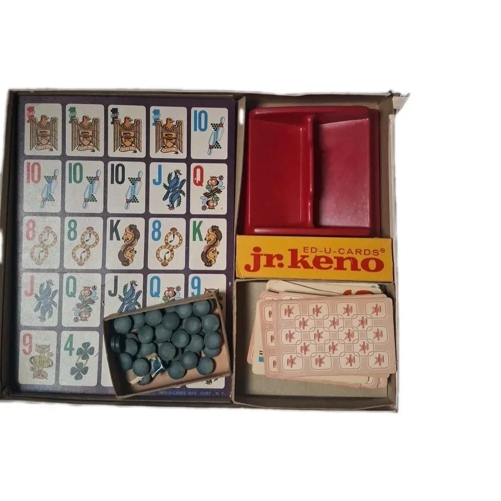 JR. KENO ED-U-CARDS Board Game 1962 Complete Nice Condition